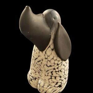 Archimede Seguro 1950 Art Glass Hound Dog Vetro Nero Bianca Figurine